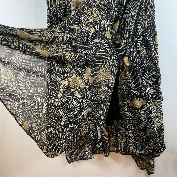 VTG Ice Womens Sheer Mesh Asymmetrical Midi Skirt Sz L Fairy Grunge Boho Stretch - Picture 3 of 11